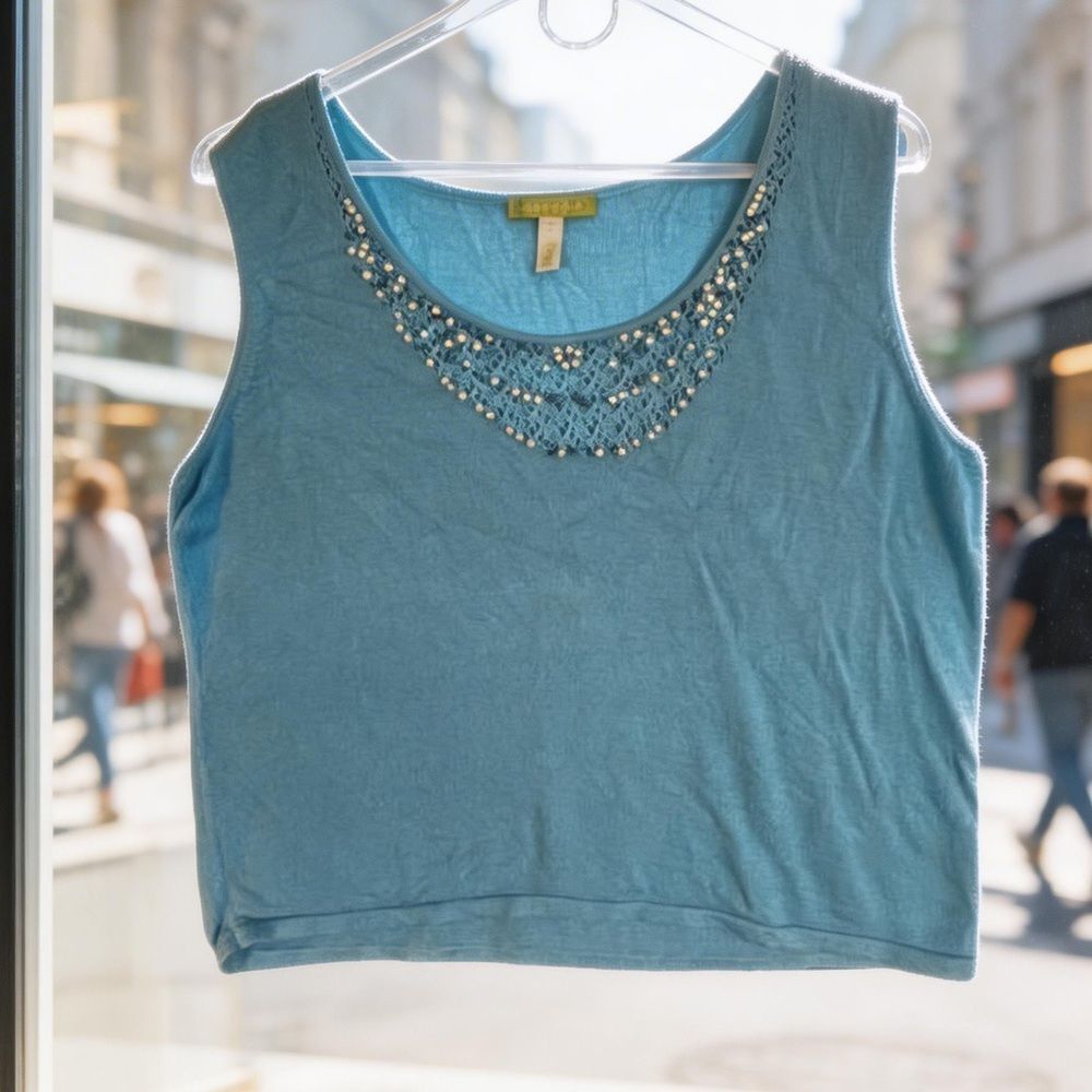 SIGRID OLSEN WOMENS SWEATER VEST TURQUOISE SIZE 2X